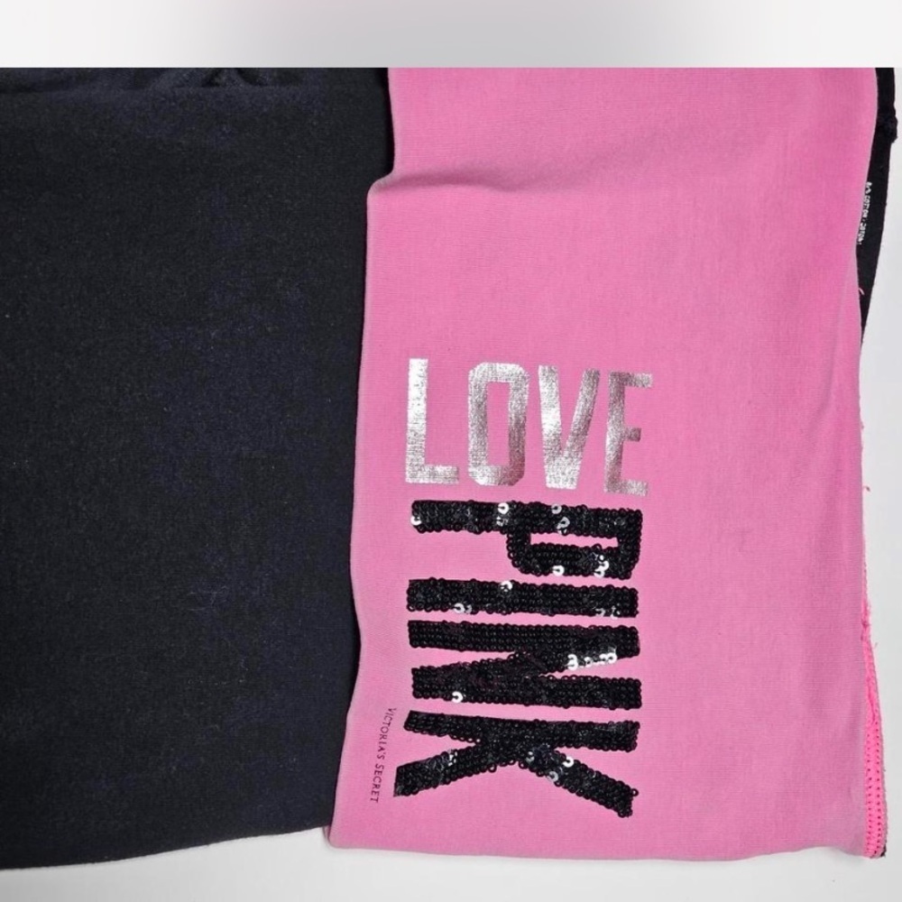 PINK and Black Sequin Logo Sweatpants